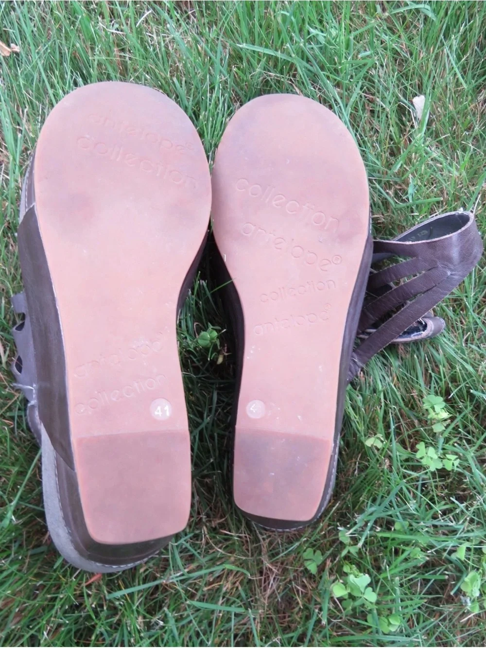 Antelope Brown Leather Wedge Sandals